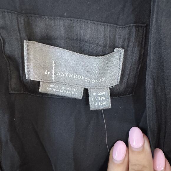 NEW Anthropolgie Plus Size Babydoll Mini Dress Short Slevve Black Satin 26W - Picture 7 of 10